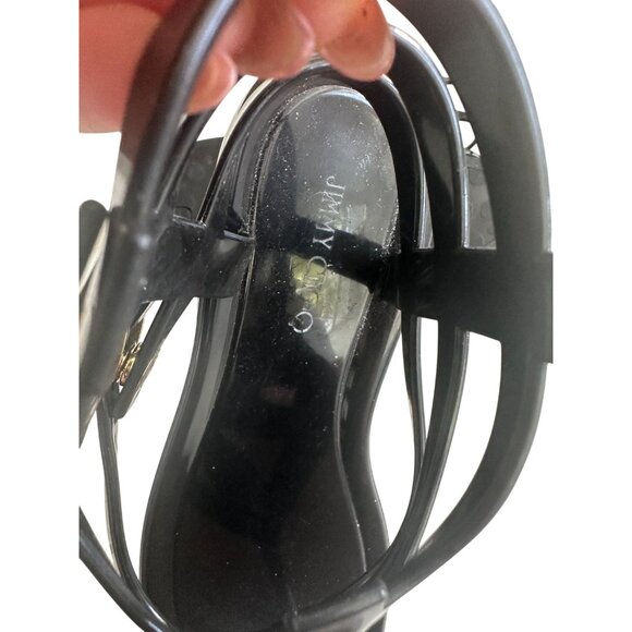 JIMMY CHOO Margot Black Gold Gladiator  Jelly Sandals size 37 / US 7 - Picture 4 of 11